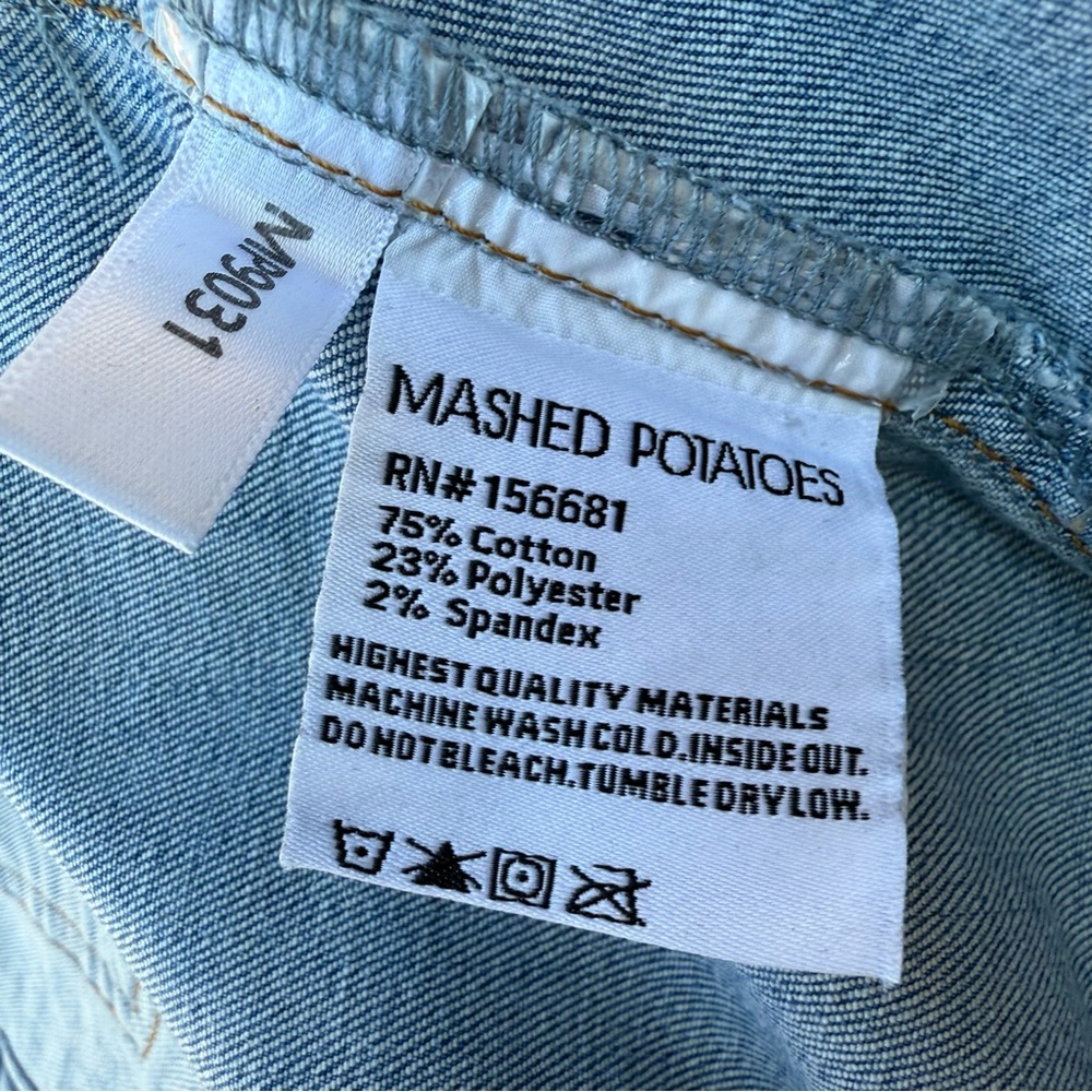 Mashed Potatoes Ruby Lou Denim Jumpsuit Blue Mid Rise Women’s Medium NWT - Picture 16 of 16
